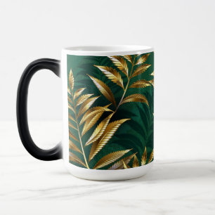 Nahtloses Muster mit goldenen Farnen Verwandlungstasse