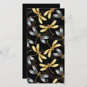 Nahtloses Muster mit goldenen Libellen Ankündigung (Vorne/Hinten)