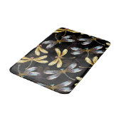 Nahtloses Muster mit goldenen Libellen Badematte (Schrägansicht)