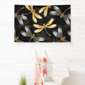Nahtloses Muster mit goldenen Libellen Banner (InSitu)