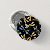 Nahtloses Muster mit goldenen Libellen Button (Vorne & Hinten)