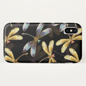 Nahtloses Muster mit goldenen Libellen Case-Mate iPhone Hülle (Rückseite (Horizontal))