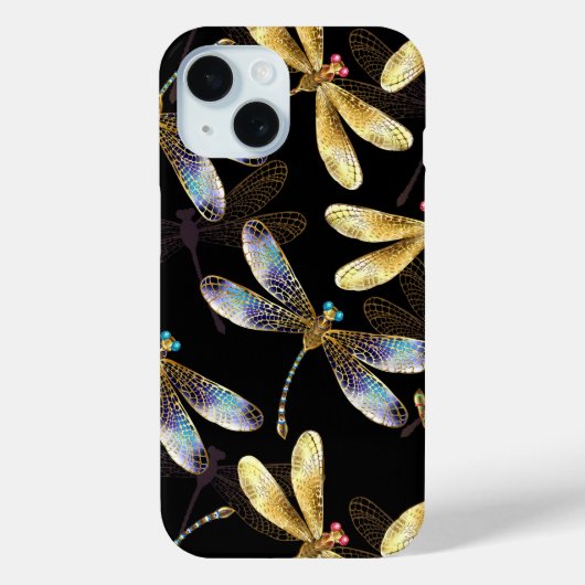 Nahtloses Muster mit goldenen Libellen Case-Mate iPhone Hülle (Rückseite)