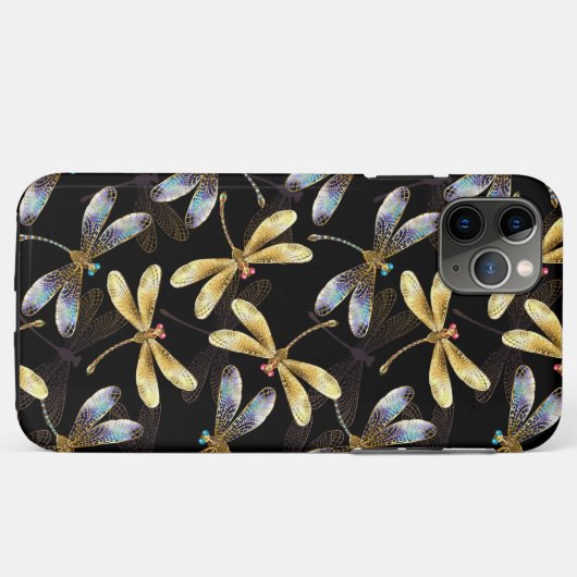 Nahtloses Muster mit goldenen Libellen Case-Mate iPhone Hülle (Rückseite (Horizontal))