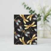 Nahtloses Muster mit goldenen Libellen Dankeskarte (Stehend Vorderseite)