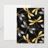 Nahtloses Muster mit goldenen Libellen Dankeskarte (Vorne/Hinten)