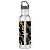 Nahtloses Muster mit goldenen Libellen Edelstahlflasche (Rückseite)