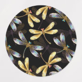 Nahtloses Muster mit goldenen Libellen Etiketten (Design 1)