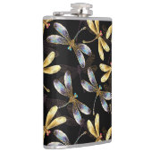 Nahtloses Muster mit goldenen Libellen Flachmann (Rechts)