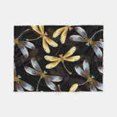 Nahtloses Muster mit goldenen Libellen Fleecedecke (Vorderseite (Horizontal))
