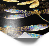 Nahtloses Muster mit goldenen Libellen Fotodruck (Ecke)