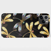 Nahtloses Muster mit goldenen Libellen iPhone Hülle (Rückseite (Horizontal))