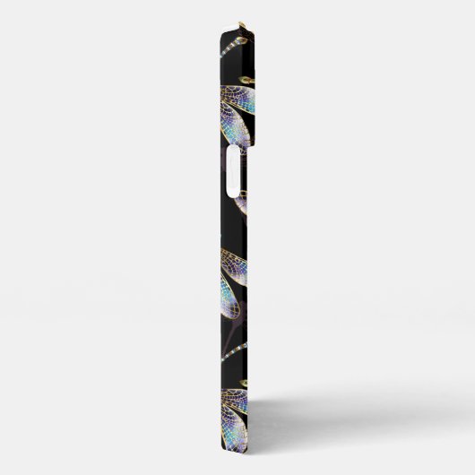 Nahtloses Muster mit goldenen Libellen iPhone Hülle (Rechte Seite)