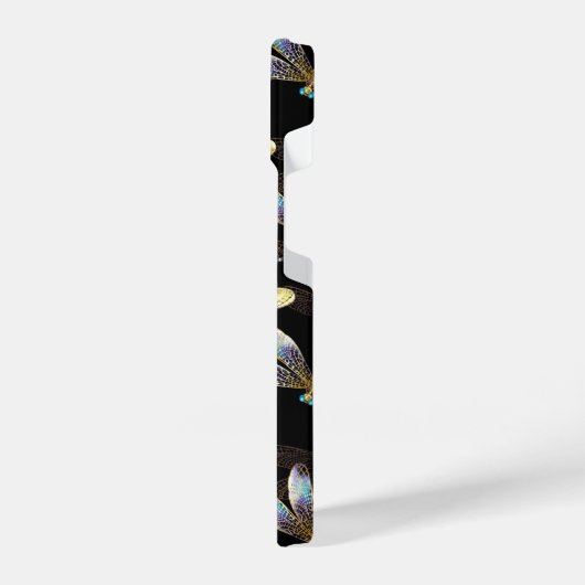 Nahtloses Muster mit goldenen Libellen iPhone Hülle (Linke Seite)