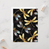 Nahtloses Muster mit goldenen Libellen Karte (Vorderseite/Rückseite Beispiel)