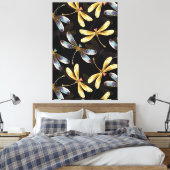 Nahtloses Muster mit goldenen Libellen Leinwanddruck (Insitu (Schlafzimmer))