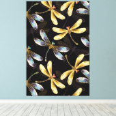 Nahtloses Muster mit goldenen Libellen Leinwanddruck (Insitu (Holzboden))