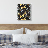 Nahtloses Muster mit goldenen Libellen Leinwanddruck (Insitu (Schlafzimmer))