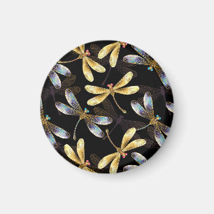 Nahtloses Muster mit goldenen Libellen Magnet