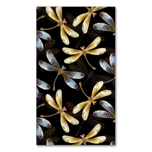 Nahtloses Muster mit goldenen Libellen Magnetische Visitenkarte