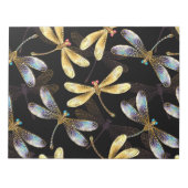 Nahtloses Muster mit goldenen Libellen Notizblock (Vorderseite)