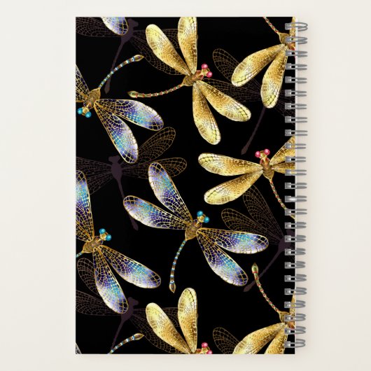 Nahtloses Muster mit goldenen Libellen Notizblock (Rückseite)