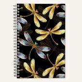Nahtloses Muster mit goldenen Libellen Notizblock (Vorderseite)
