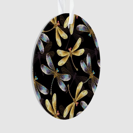 Nahtloses Muster mit goldenen Libellen Ornament (Vorderseite)