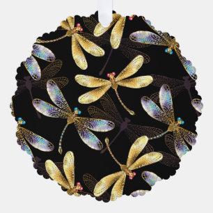 Nahtloses Muster mit goldenen Libellen Ornament Karte