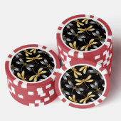 Nahtloses Muster mit goldenen Libellen Pokerchips (Stapel)