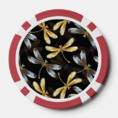 Nahtloses Muster mit goldenen Libellen Pokerchips (Rückseite)