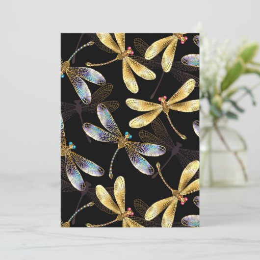 Nahtloses Muster mit goldenen Libellen Programm (Stehend Vorderseite)