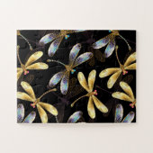 Nahtloses Muster mit goldenen Libellen Puzzle (Horizontal)