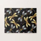 Nahtloses Muster mit goldenen Libellen Puzzle (Horizontal)