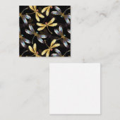 Nahtloses Muster mit goldenen Libellen Quadratische Visitenkarte (Vorne/Hinten)