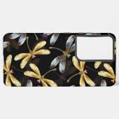 Nahtloses Muster mit goldenen Libellen Samsung Galaxy Hülle (Linke Seite)