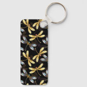 Nahtloses Muster mit goldenen Libellen Schlüsselanhänger (Rückseite)