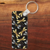 Nahtloses Muster mit goldenen Libellen Schlüsselanhänger (Rückseite)