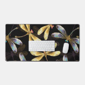 Nahtloses Muster mit goldenen Libellen Schreibtischunterlage (Tastatur & Maus)