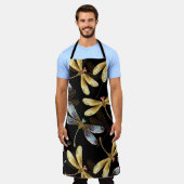 Nahtloses Muster mit goldenen Libellen Schürze (Getragen)