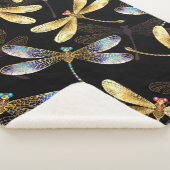 Nahtloses Muster mit goldenen Libellen Sherpadecke (3/4)