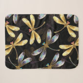 Nahtloses Muster mit goldenen Libellen Sherpadecke (Vorderseite (Horizontal))