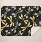 Nahtloses Muster mit goldenen Libellen Sherpadecke (Vorderseite (Horizontal))
