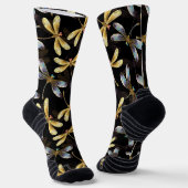 Nahtloses Muster mit goldenen Libellen Socken (Gewinkelt)