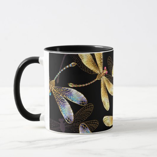Nahtloses Muster mit goldenen Libellen Tasse (Links)