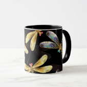 Nahtloses Muster mit goldenen Libellen Tasse (VorderseiteRechts)