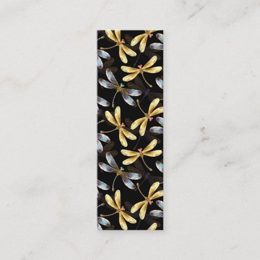 Nahtloses Muster mit goldenen Libellen Telefonnummerkarte (Vorderseite)