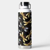 Nahtloses Muster mit goldenen Libellen Trinkflasche (Rückseite)