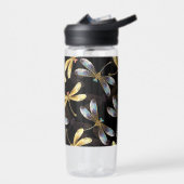 Nahtloses Muster mit goldenen Libellen Trinkflasche (Links)