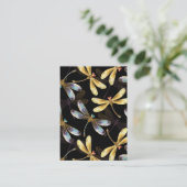 Nahtloses Muster mit goldenen Libellen Visitenkarte (Stehend Vorderseite)